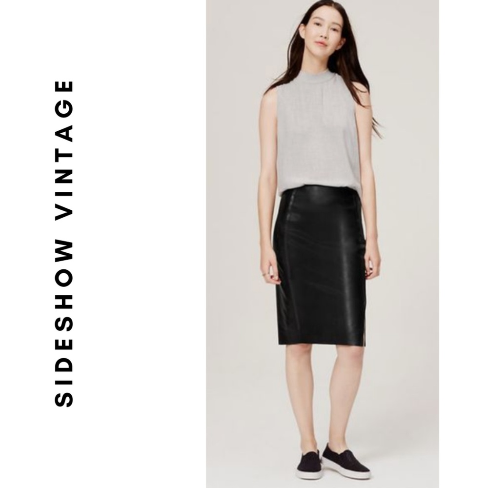 Black Pleather Ann Taylor Loft Pencil Skirt (EUC)